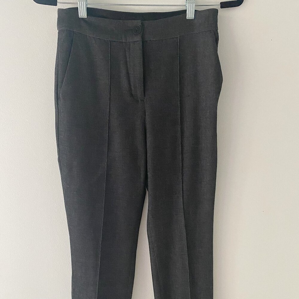 Express dark grey high rise ankle dress pants